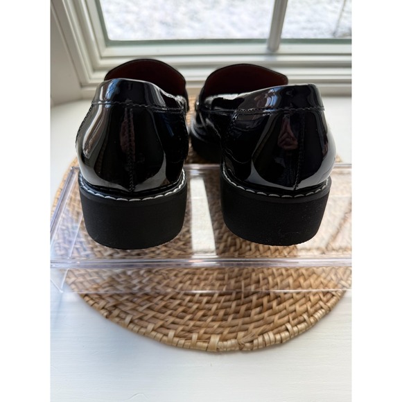 Franco Sarto Cassandra Black Patent Leather Penny Loafer Shoes Women's 8 NWOT - Picture 5 of 9